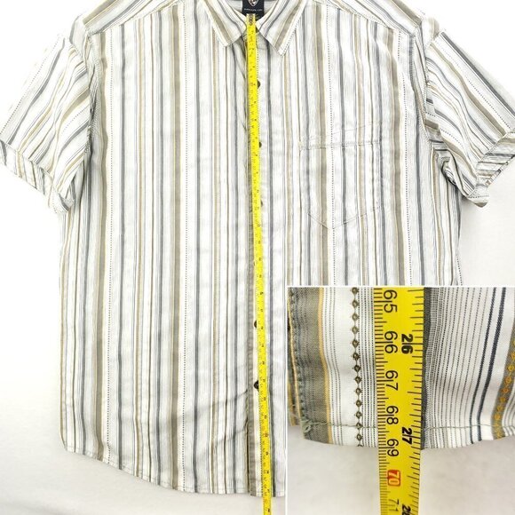 KUHL Suncel Shirt Men's XL Button Up Short Sleeve Striped Hiking Metal Buttons - Picture 7 of 11